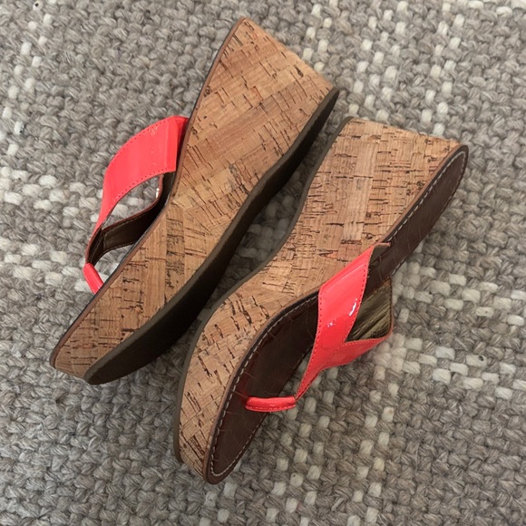 Sam Edelman Coral and Brown Wedge Sandals - Picture 2 of 4
